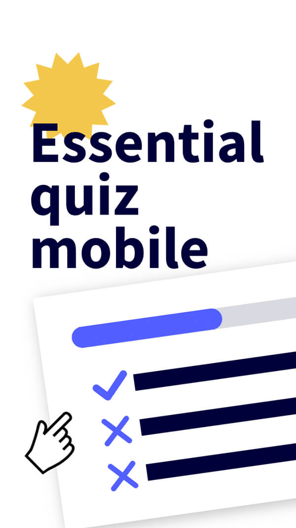 Interactive Wesentliches quiz mobilgeräte template