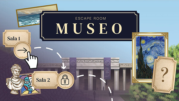Plantilla interactiva Escape room museo